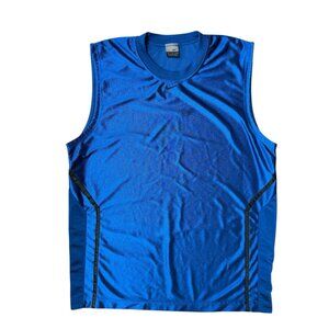 Nike Basketball Jersey Mens Large Blue Center Swoosh Crew Neck Mesh Lined Y2K